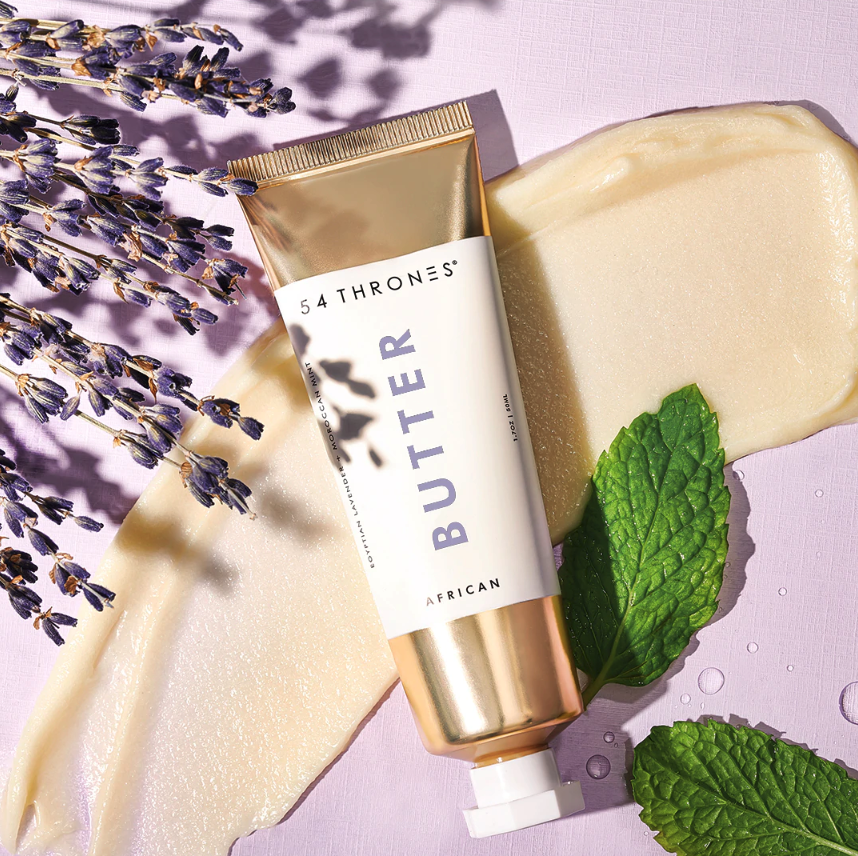 the tube of lavender and mint beauty butter
