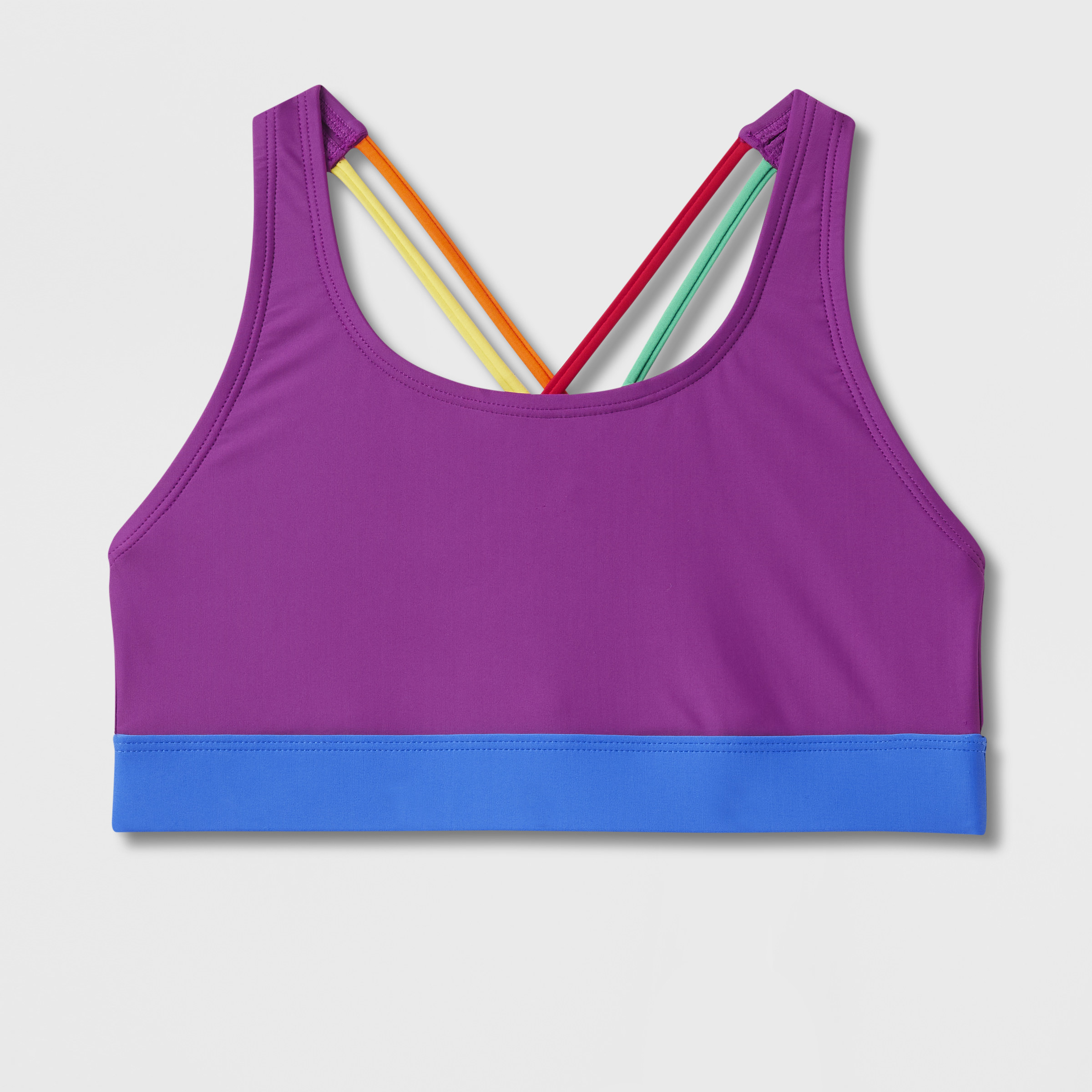 Humankind Colorblock Swim Top with rainbow backstraps