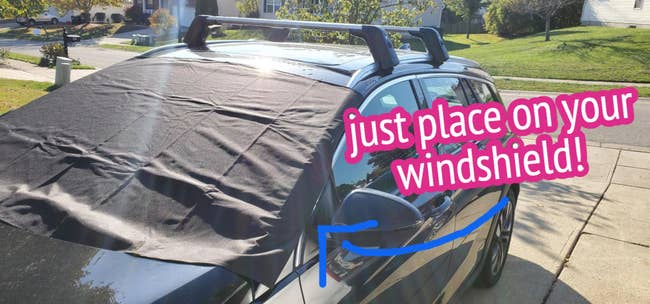 the windshield cover on a reviewer's car