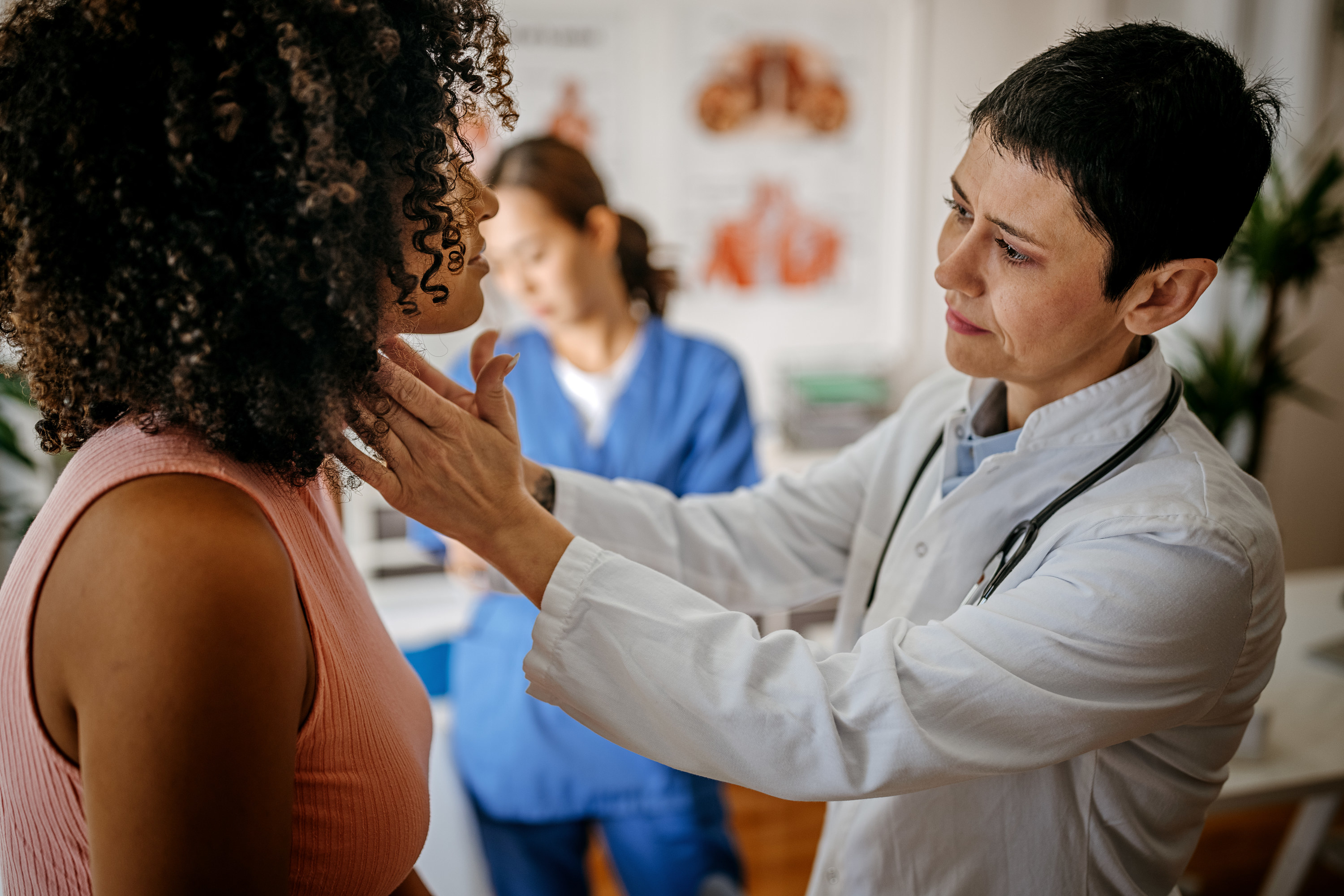 A doctor checking a patient