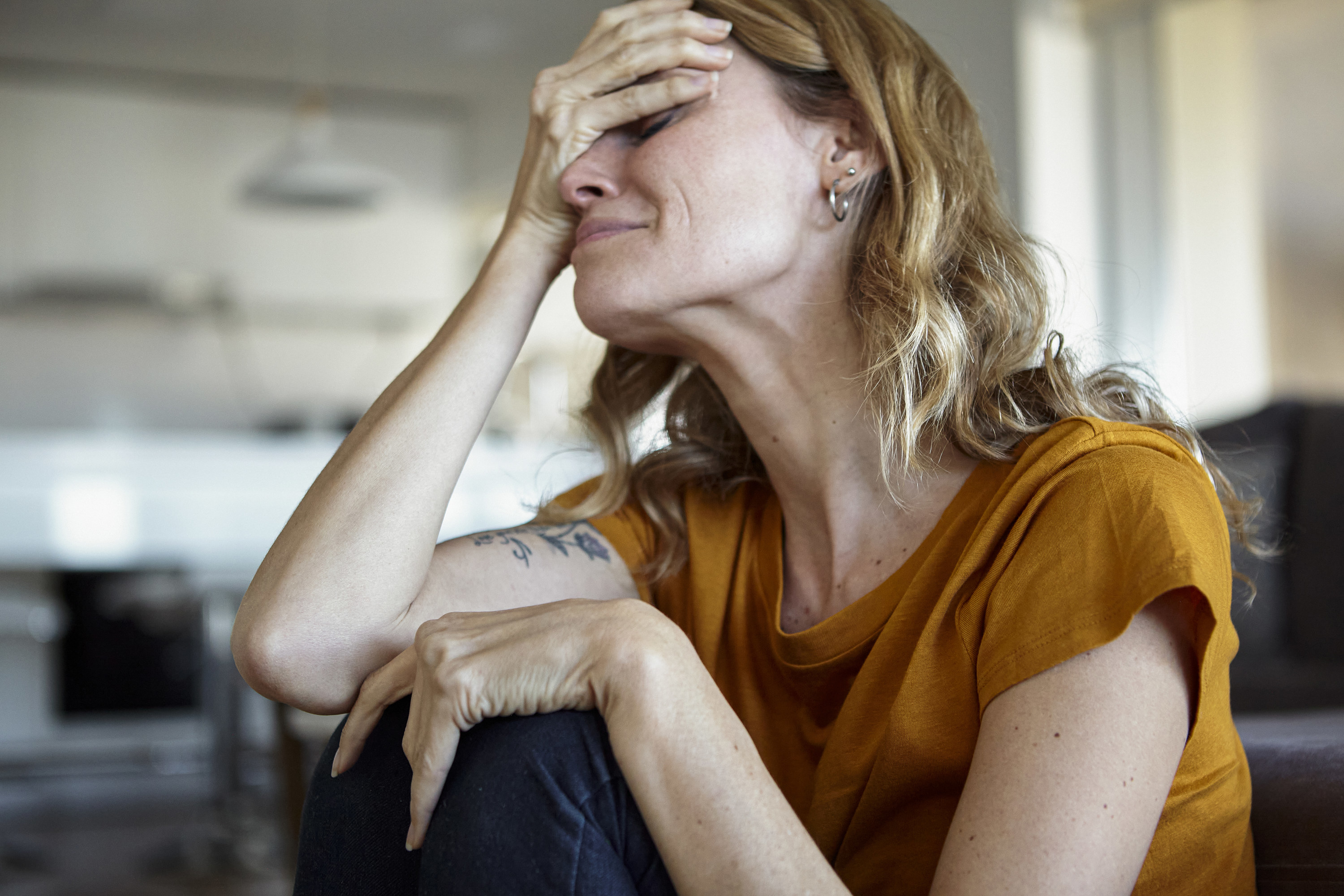 a woman crying