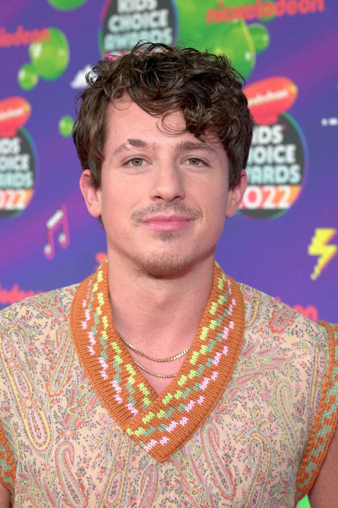 Charlie Puth in a colorful paisley sweater