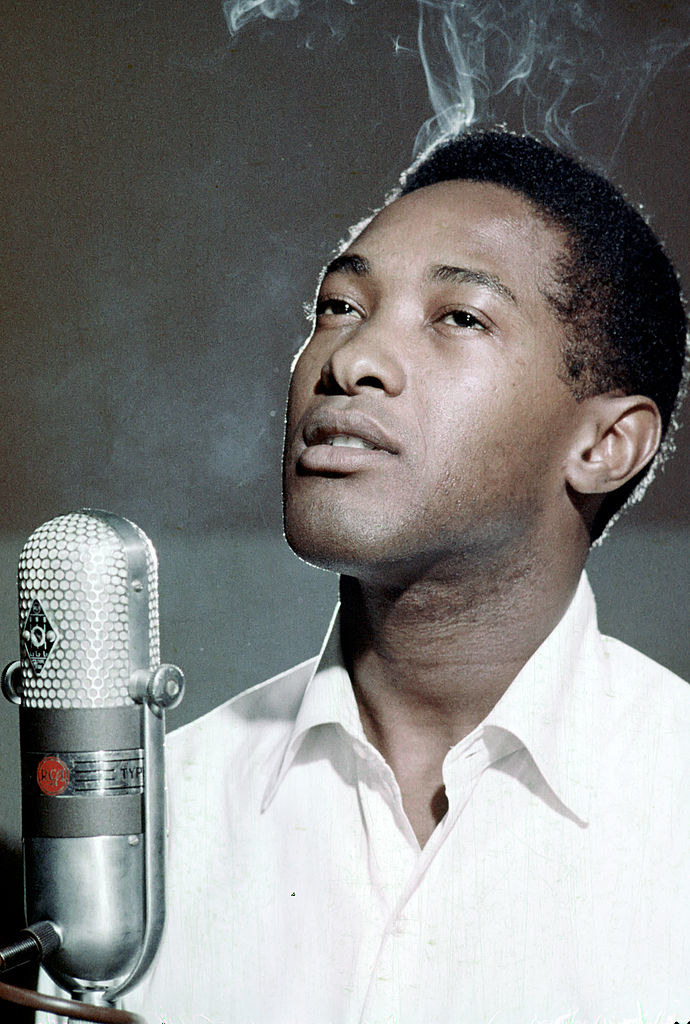 Sam Cooke at a mic