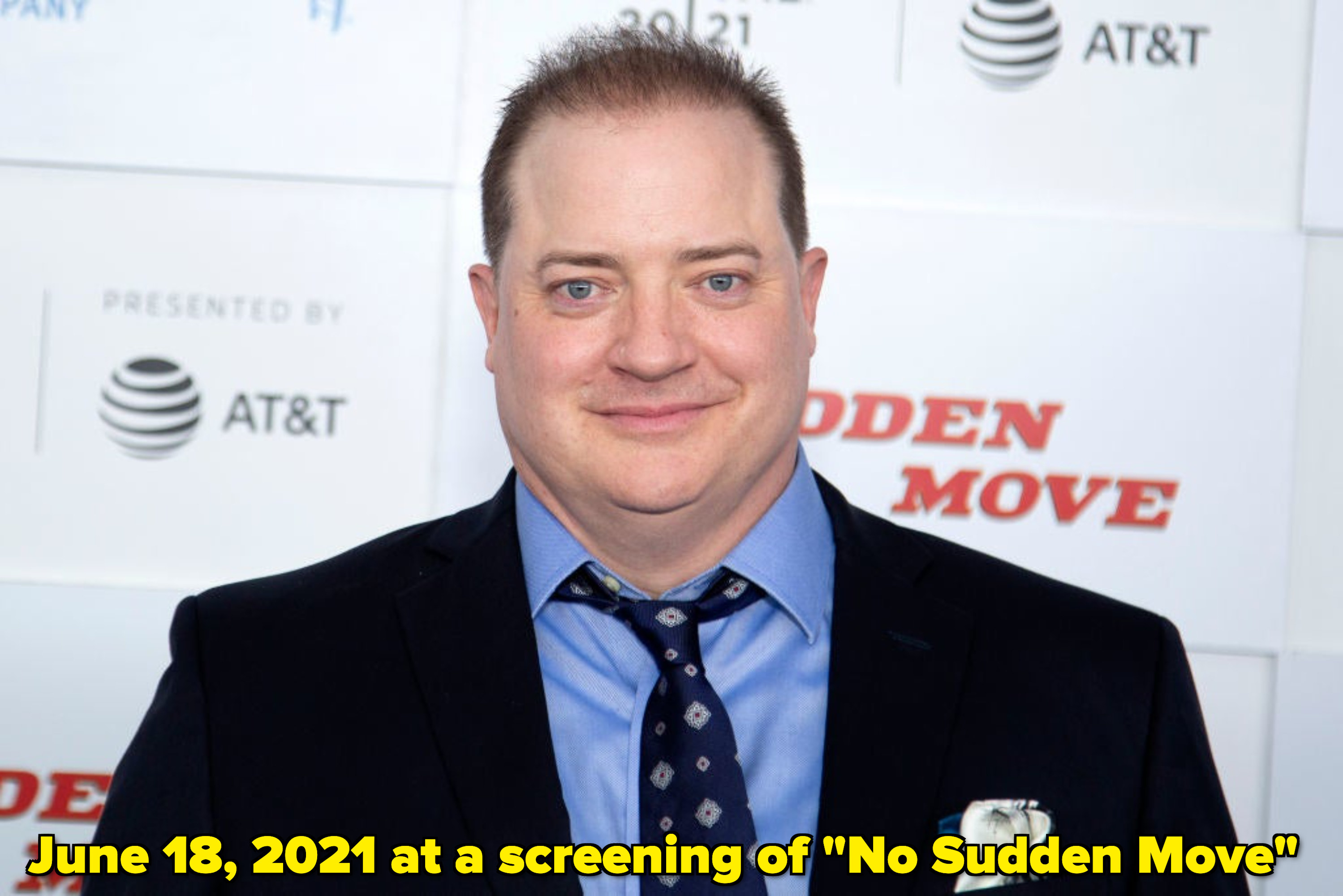 Fraser smiles at a screening of &quot;No Sudden Move&quot; in 2021