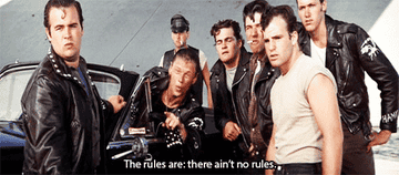 A group of bad guys saying, &quot;The rules are there ain&#x27;t no rules&quot;