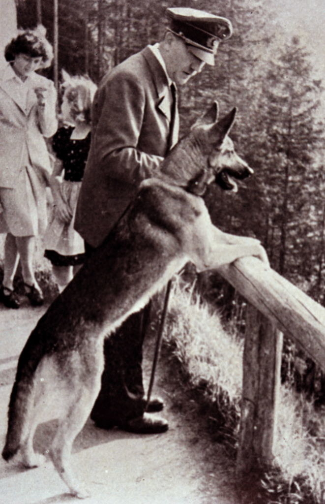 Adolf Hitler with a dog