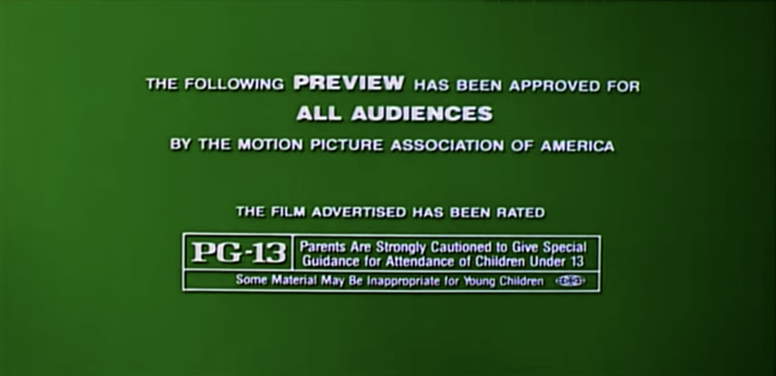 a PG-13 rating screen