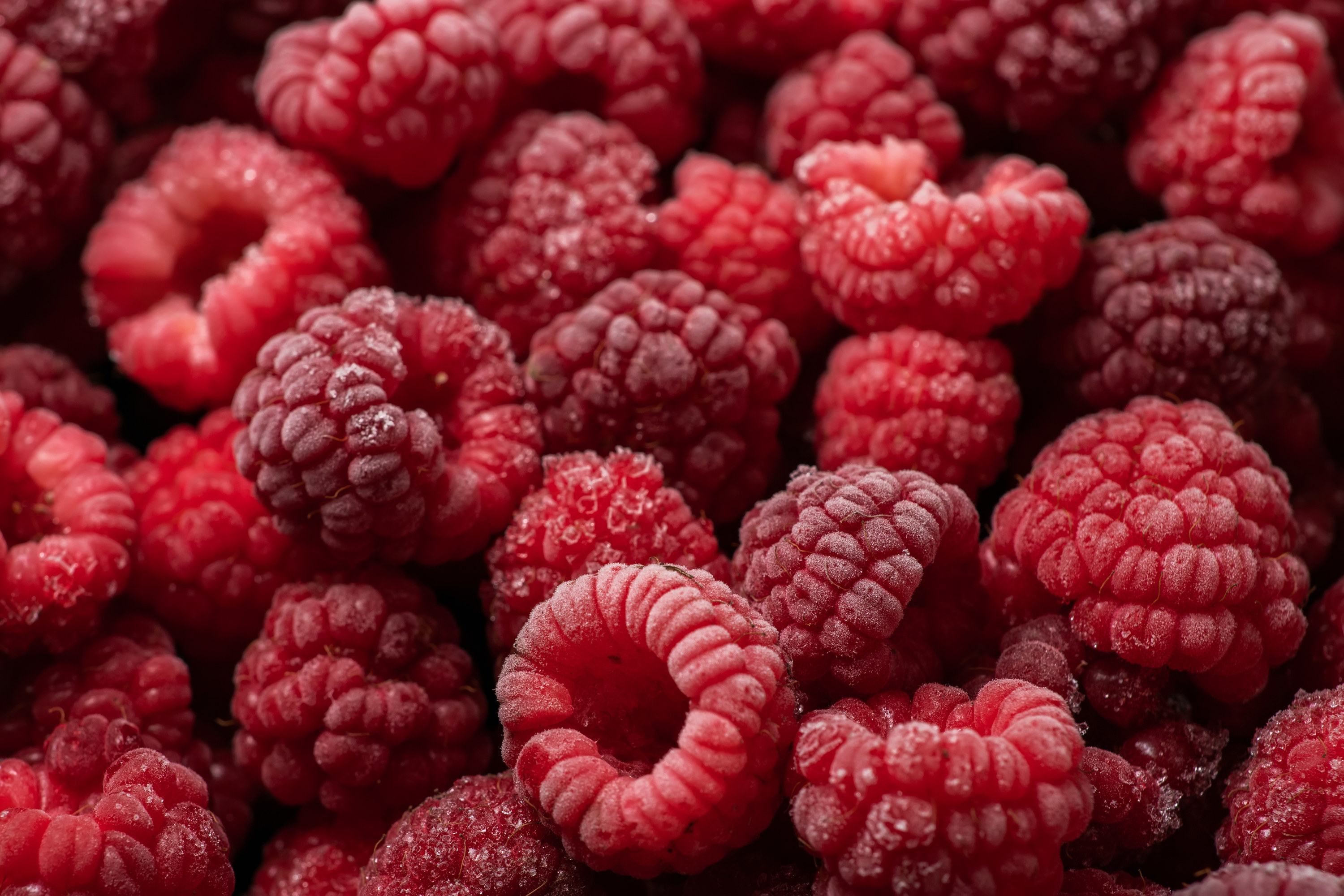 Close up shot of red razberries