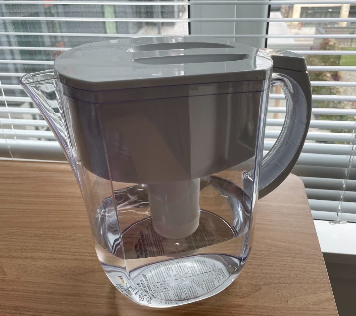a reviewer photo of the pitcher on a table