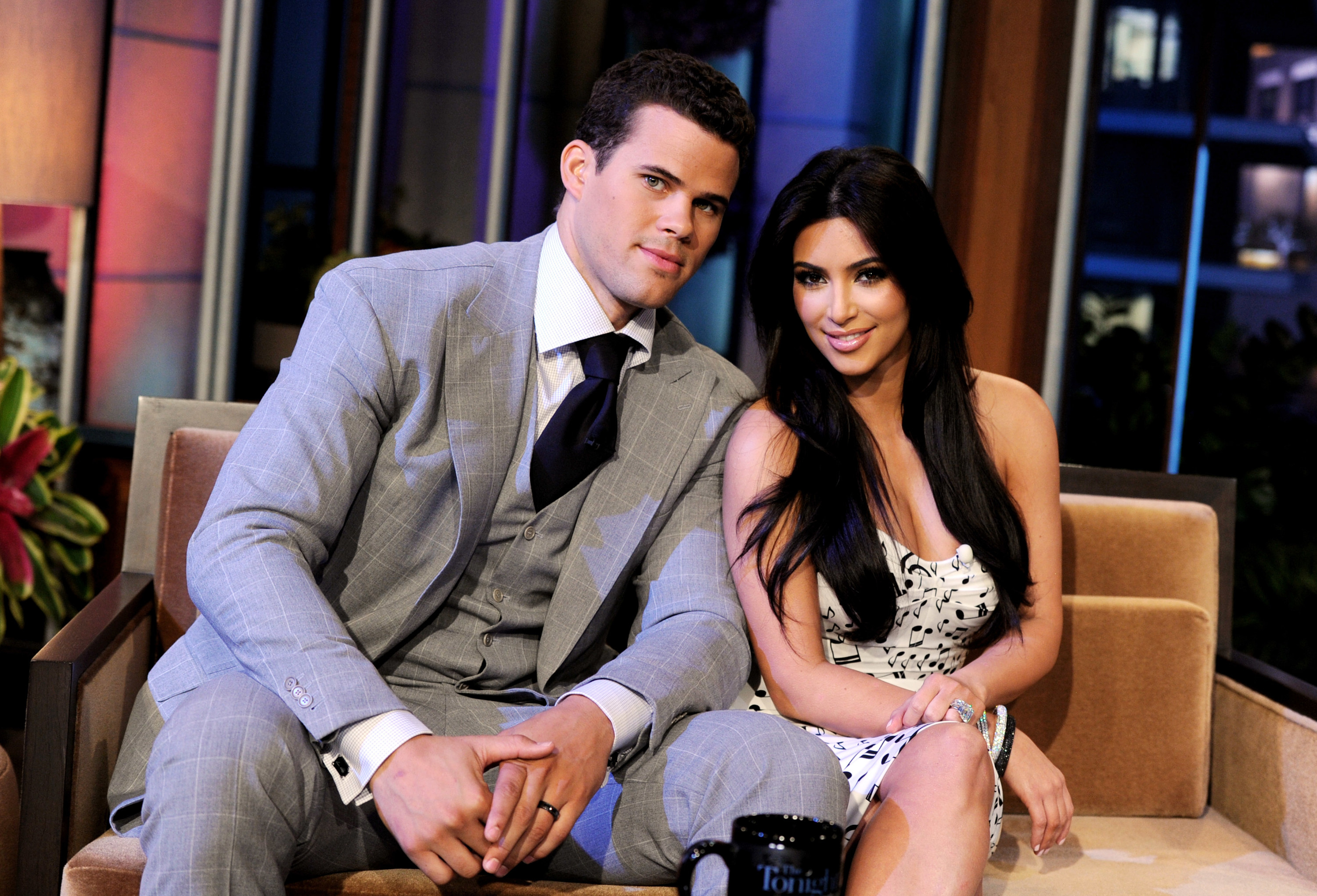 Kris Humphries and Kim Kardashian appear on The Tonight Show with Jay Leno in 2011