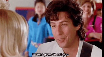 adam sandler singing i wanna grow old with you to drew barrymore in the wedding singer