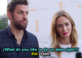 john krasinski and emily blunt saying they like to eat on date night