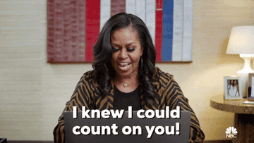 michelle obama saying &quot;i knew i could count on you&quot; while looking into a computer