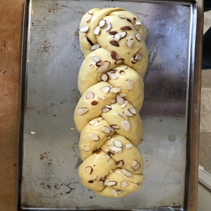 An unbaked nut bread