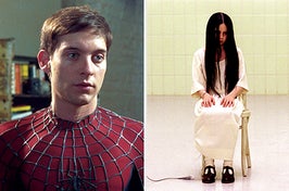 tobey maguire in spider-man and daveigh chase in the ring