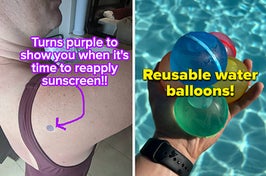 (left) UV sticker (right) reusable water balloons