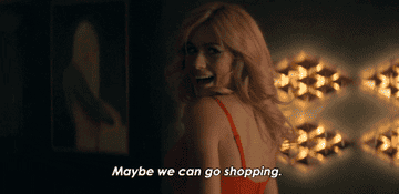 gif of a person saying &quot;maybe we can go shopping&quot;