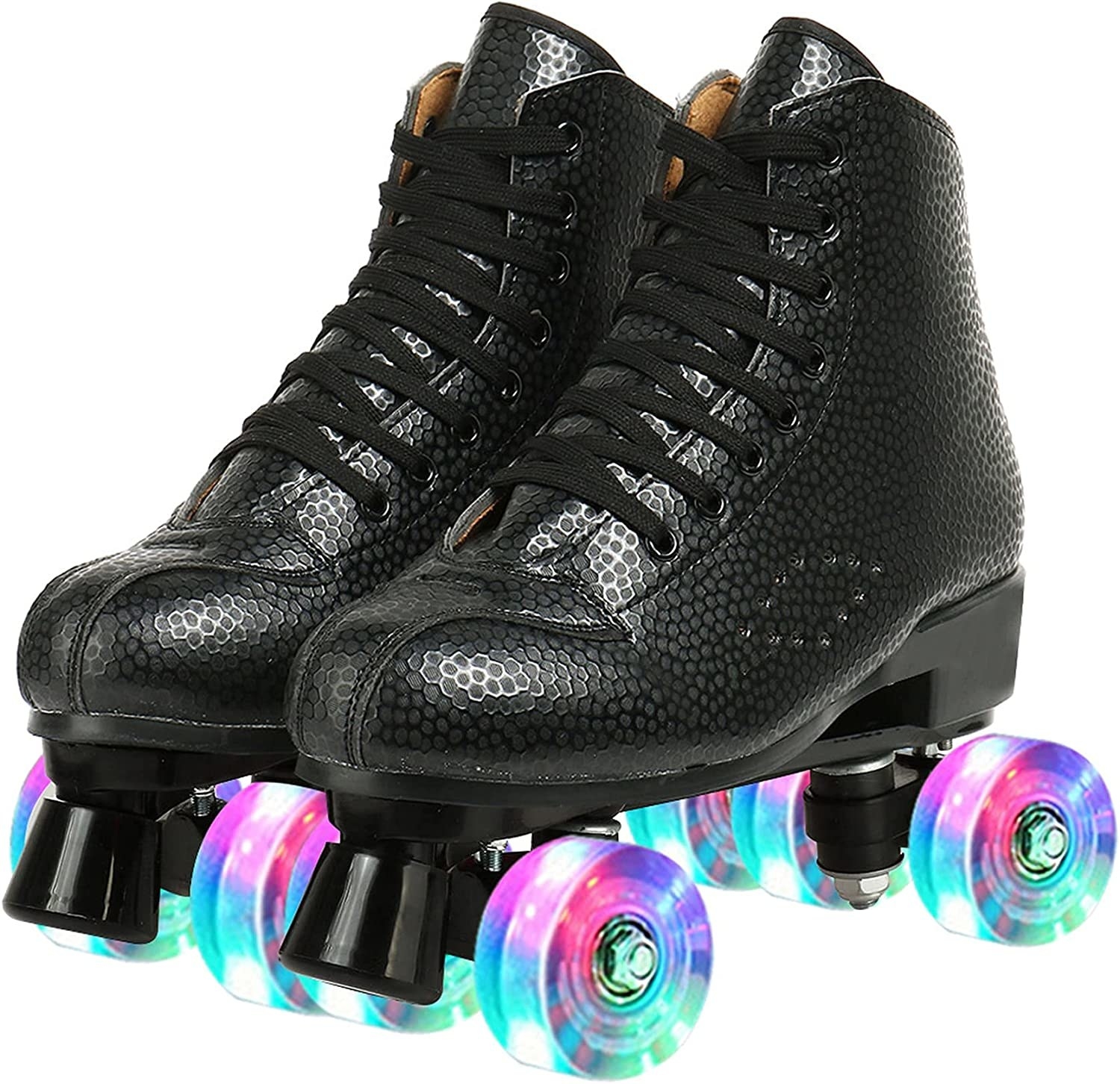 roller blades with light-up wheels on a white background