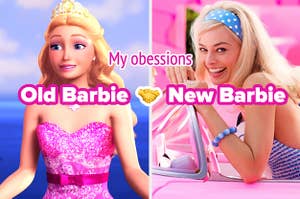 "Old Barbie" and "New Barbie" movies with "My obsessions" in between