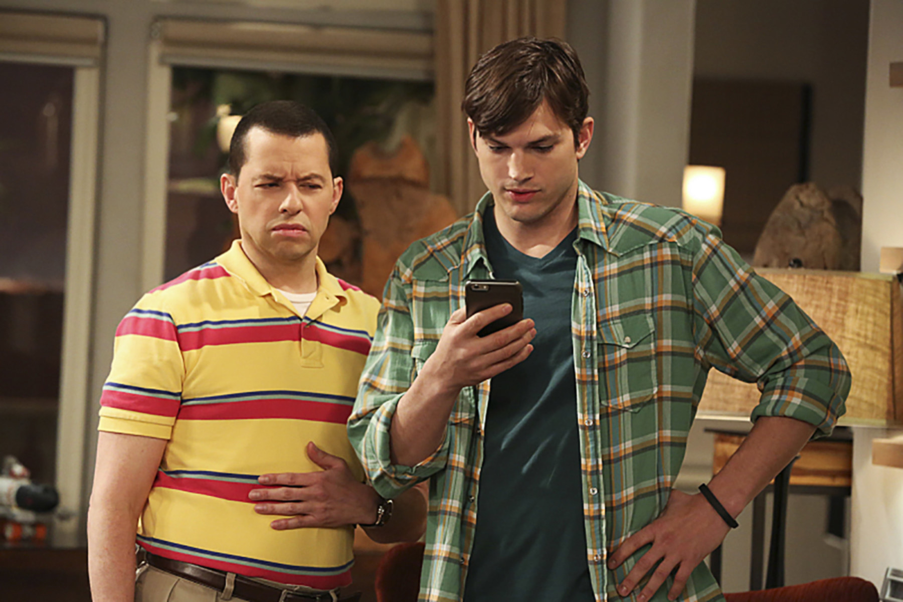 Jon Cryer and Ashton Kutcher in &quot;Two and a Half Men&quot;