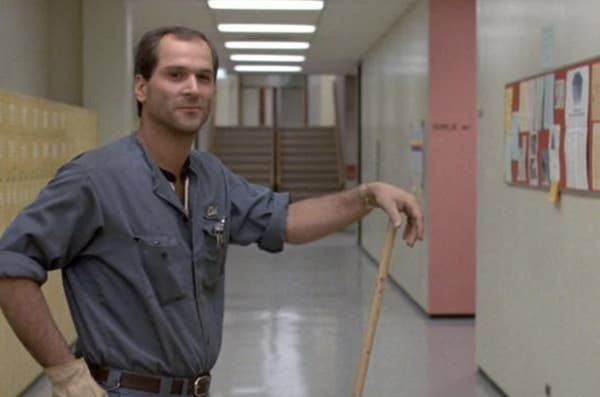the janitor in the hallway