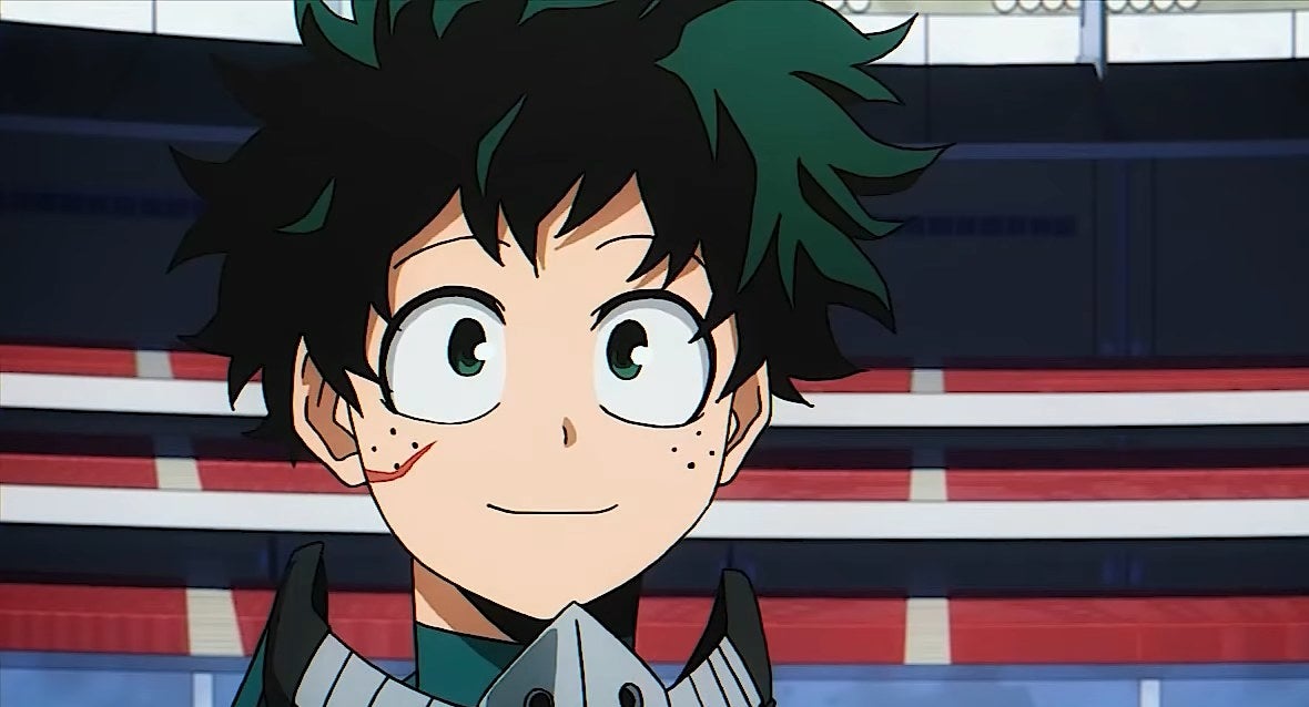 Izuku in a stadium in &quot;My Hero Academia&quot;