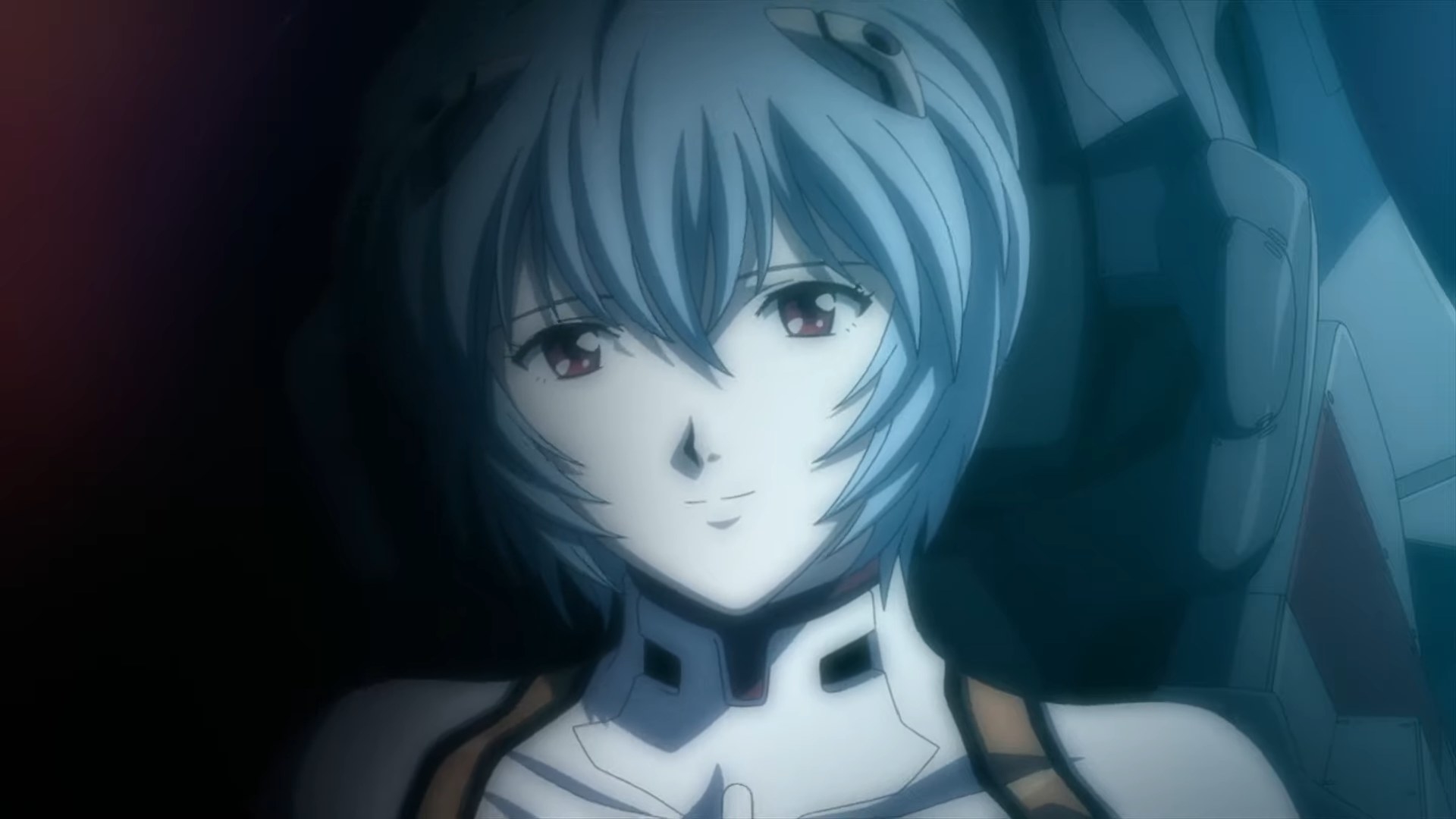 Rei smiling in &quot;Evangelion: 1.0 You Are (Not) Alone&quot;
