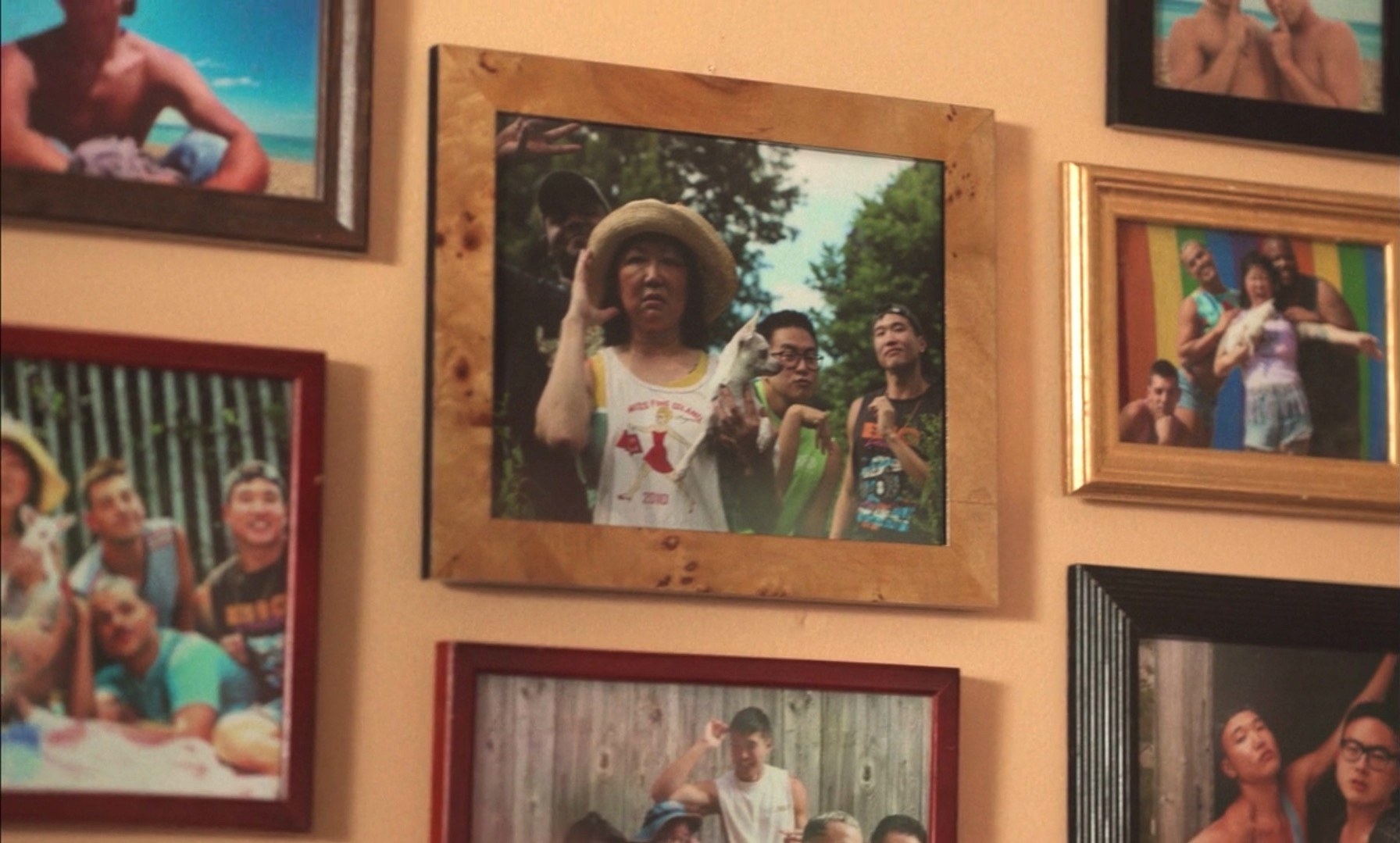 墙上的照片选择家庭的“火Island"