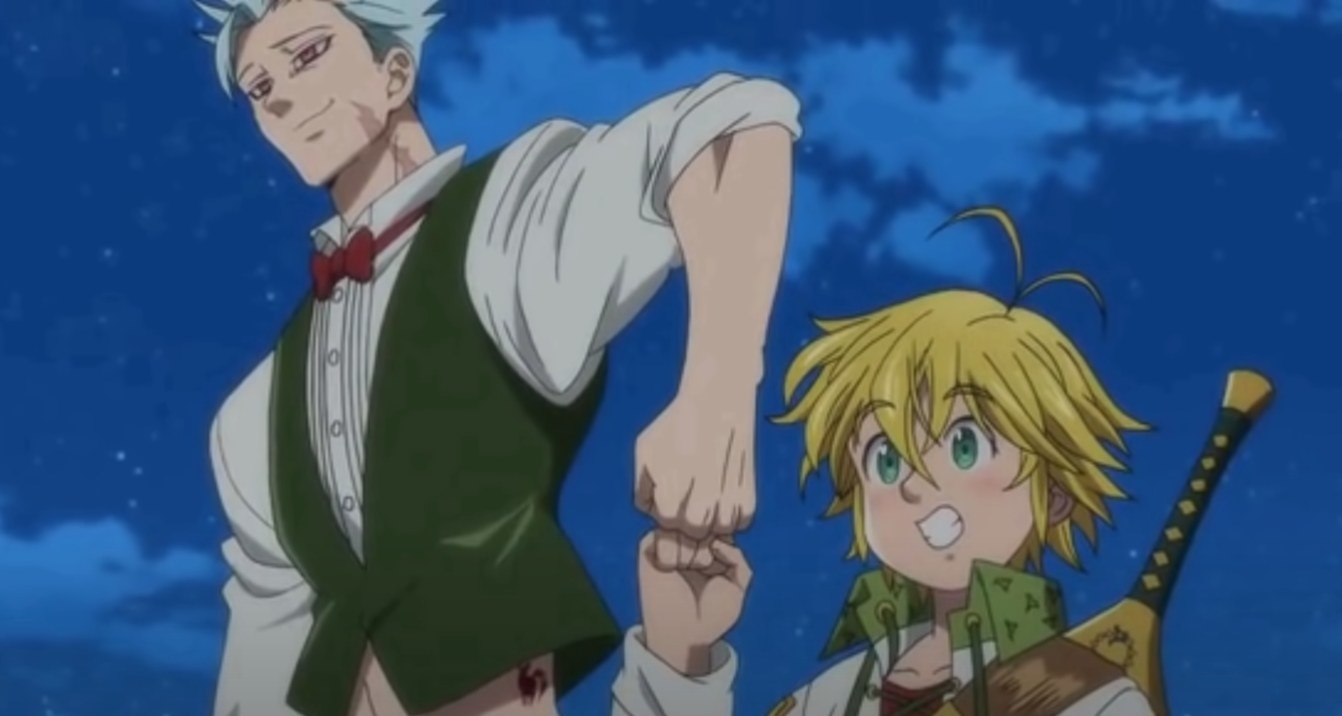Ban and Meliodas touching knuckles