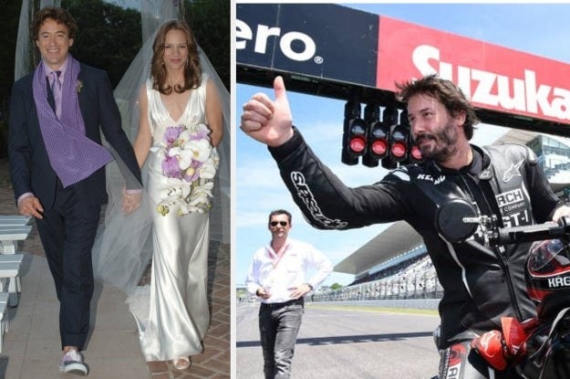Robert Downey Jr. and Susan Levin walk down the aisle, Keanu Reeves gives a thumbs-up at a Suzuka 8 Hours event in 2015