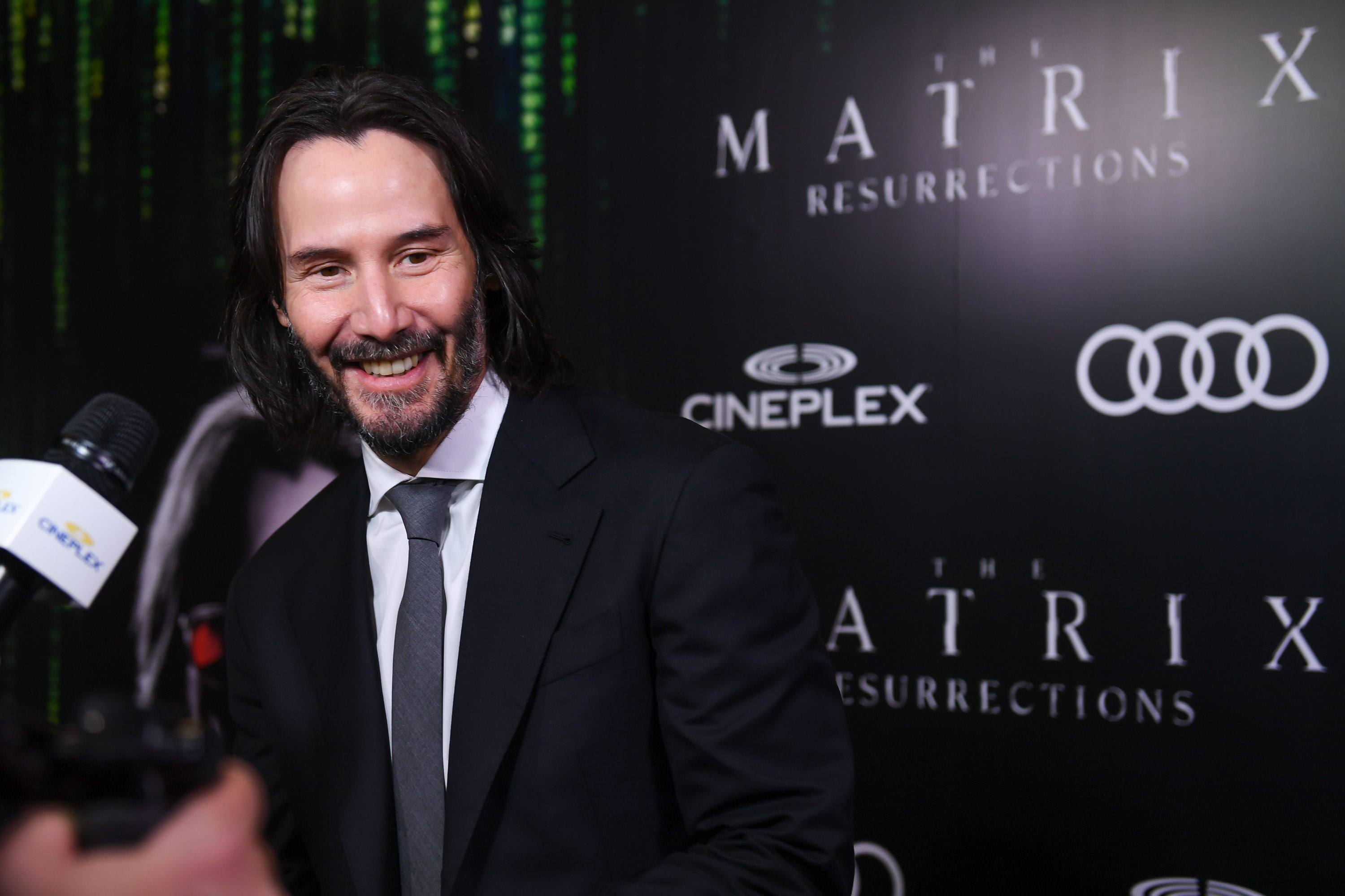 Keanu Reeves attends the Canadian Premiere of &quot;The Matrix Resurrections&quot; held at Cineplex&#x27;s Scotiabank Theatre on December 16, 2021 in Toronto, Ontario