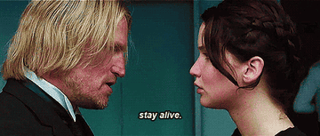 Haymitch telling Katniss &quot;stay alive.&quot;