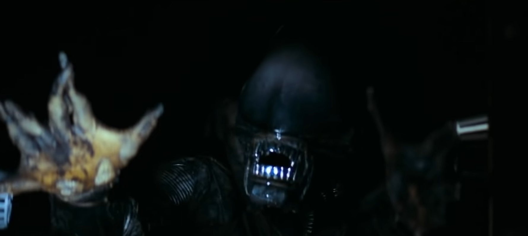 The Xenomorph hissing in the dark in &quot;Alien&quot;