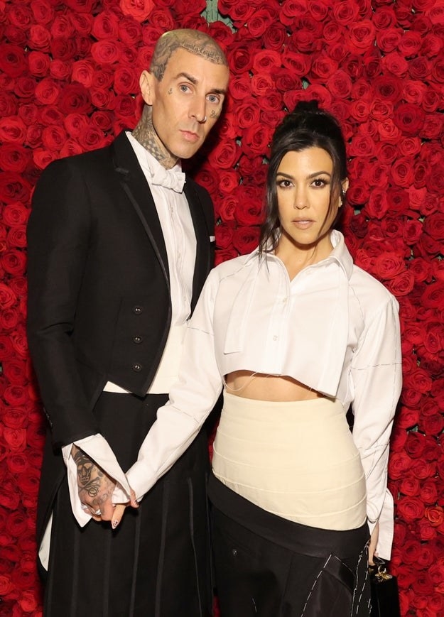 Kourtney Kardashian and Travis Barker arrive at the Met Gala in May 2022