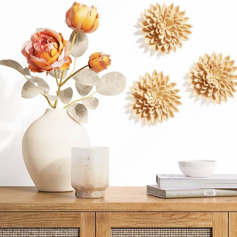 A set of a five decorative wall flowers