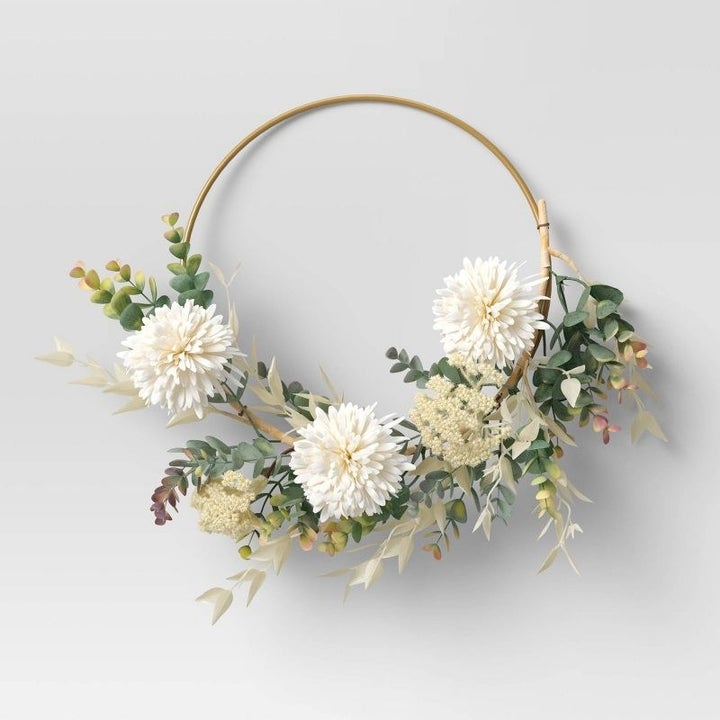 An image of a faux dried greenery wreath