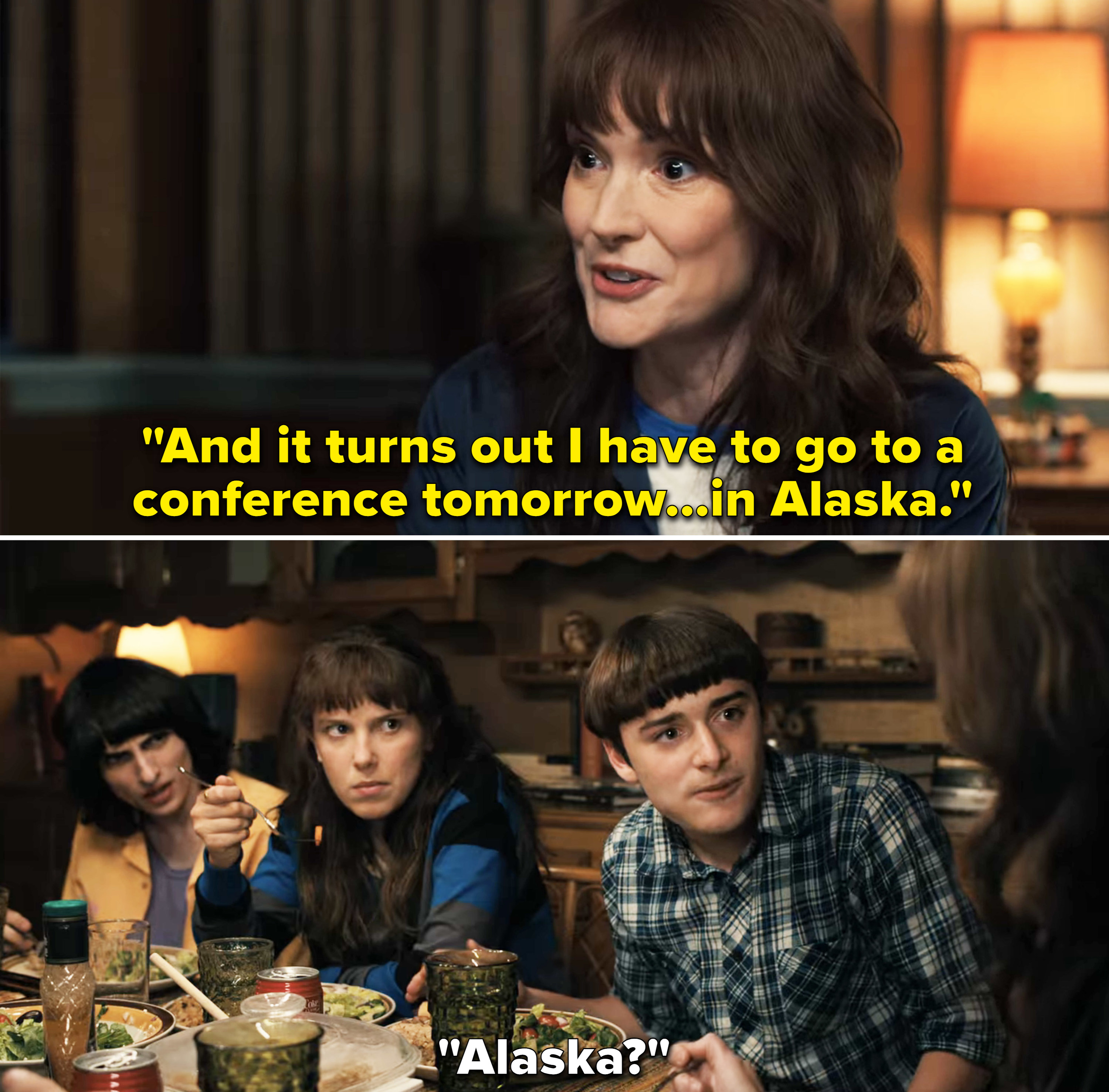 Joyce telling the kids she&#x27;s leaving to go to a conference in Alaska