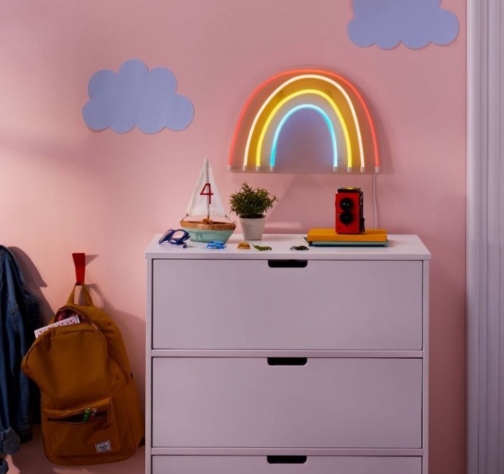 Rainbow wall light in kids bedroom