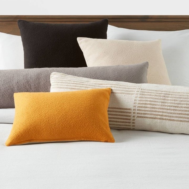 An image of color blocked decorative pillows