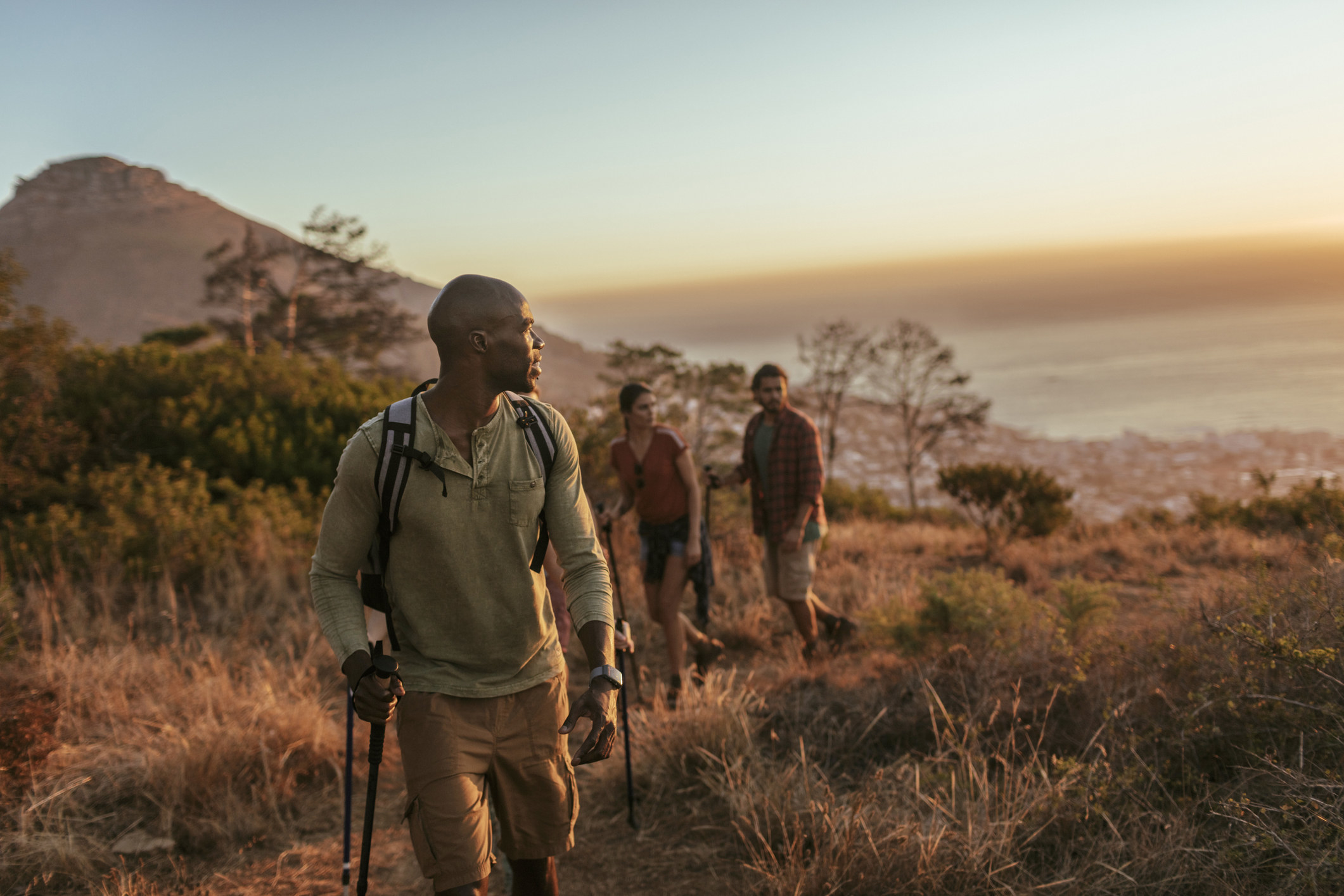 Group of friends hiking together