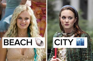 aquamarine on the left and blair waldorf on the right