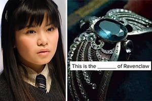 cho chang on the left and the diadem of ravenclaw on the right