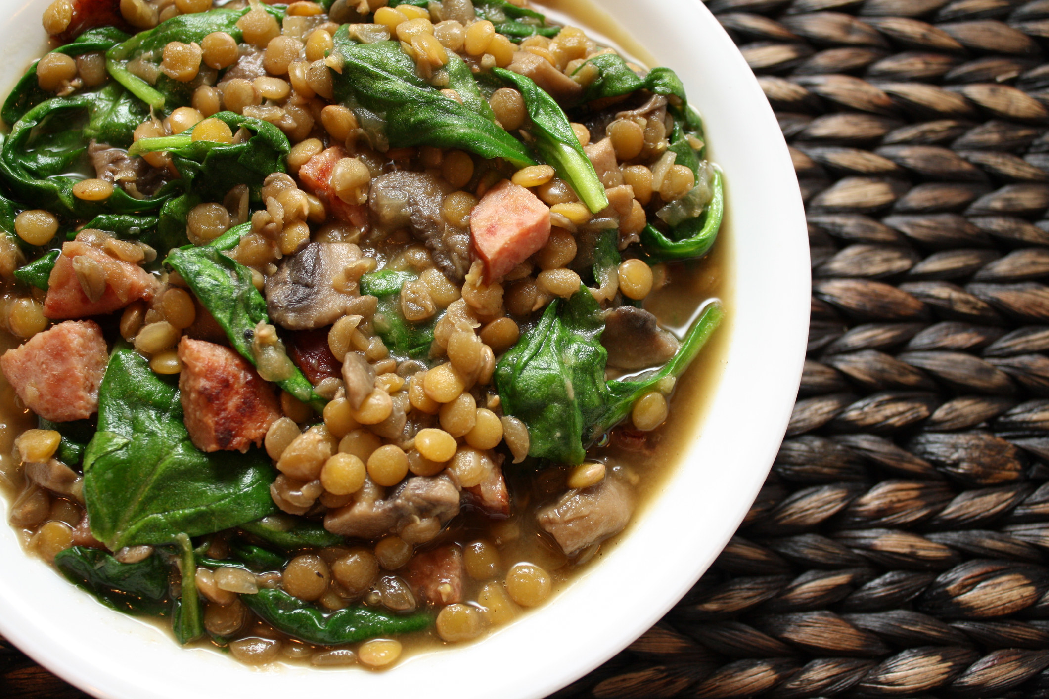 Lentil stew with vegetables and meat