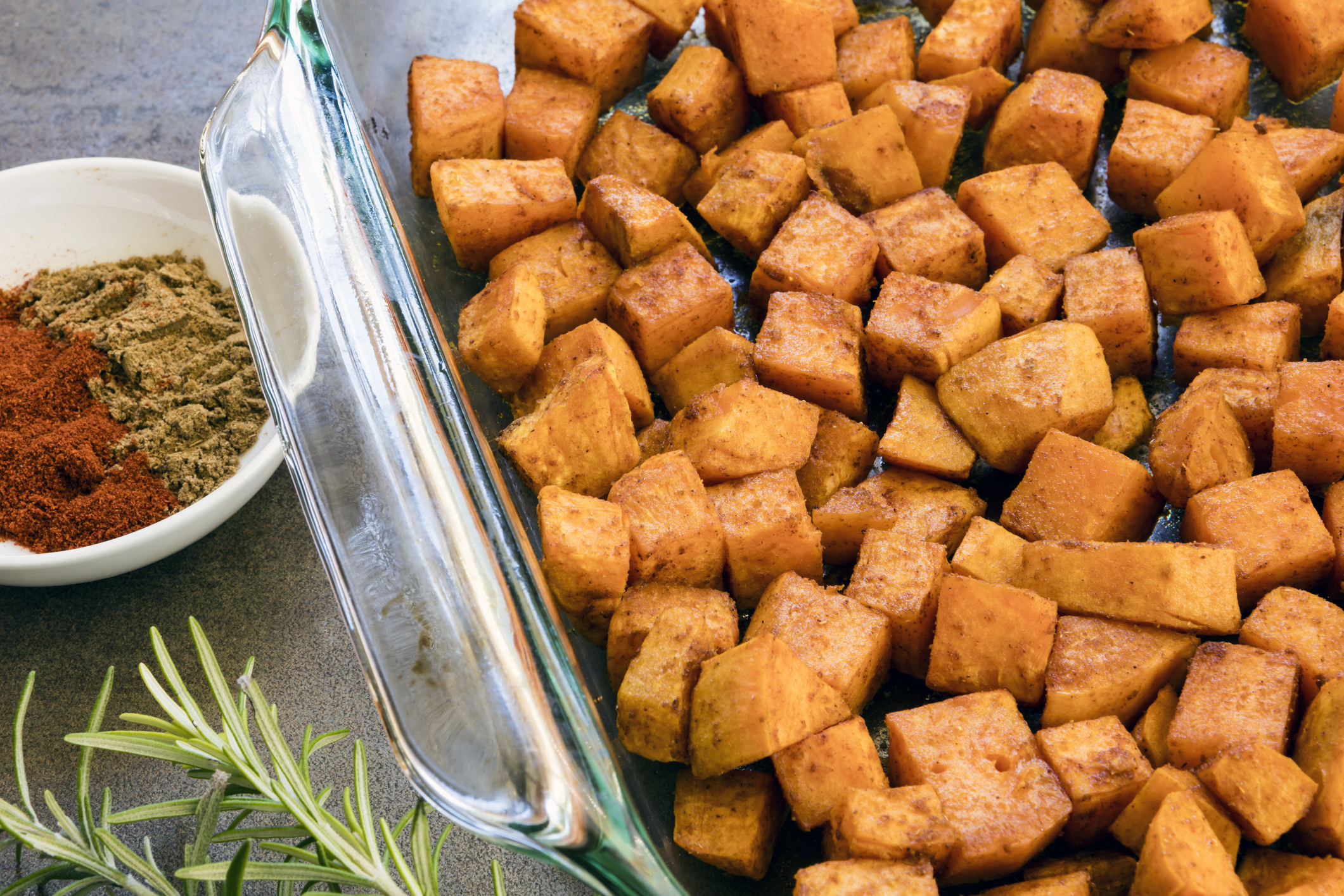 Roasted sweet potatoes with spices