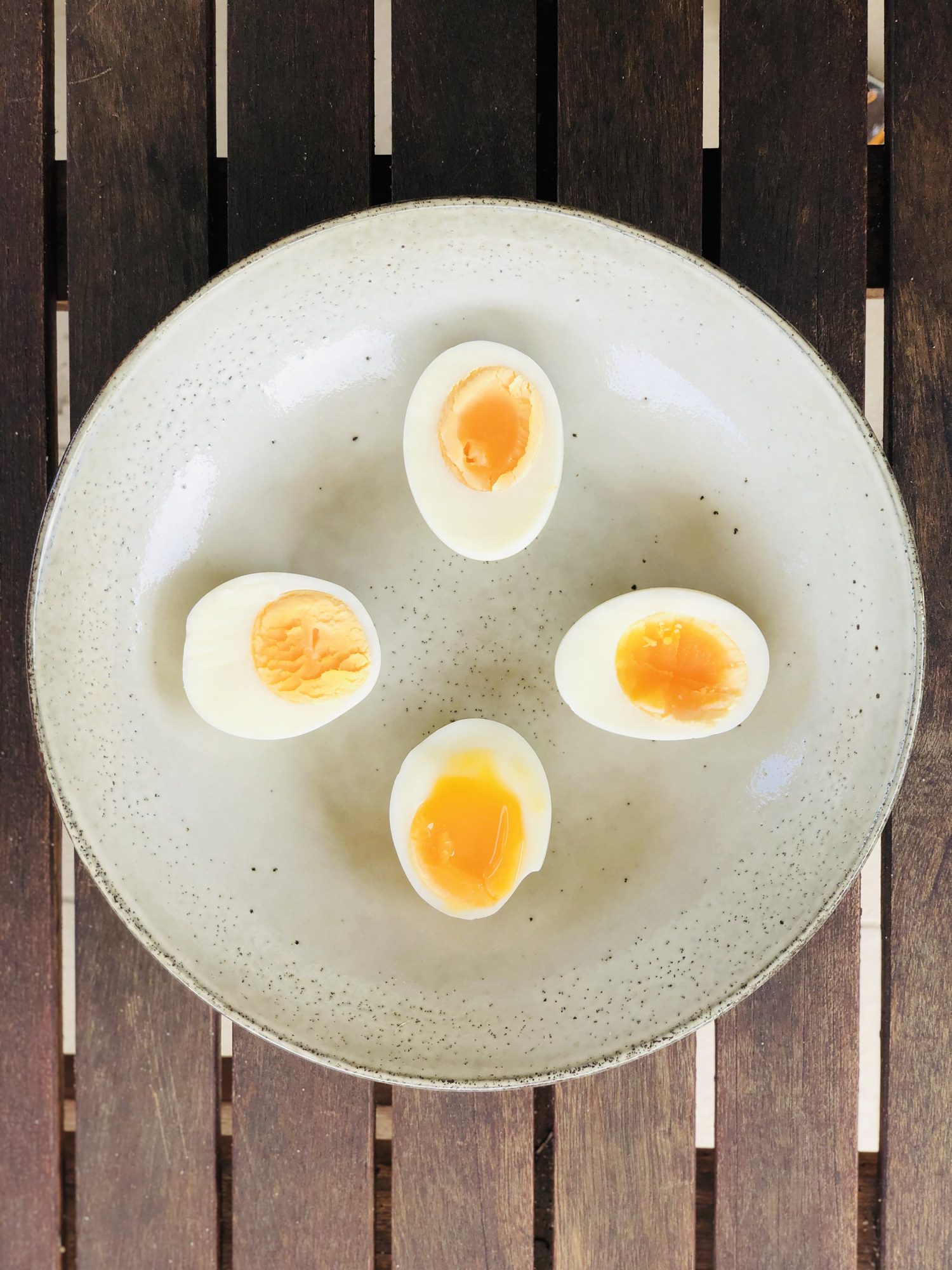 Hard-boiled eggs on a plate