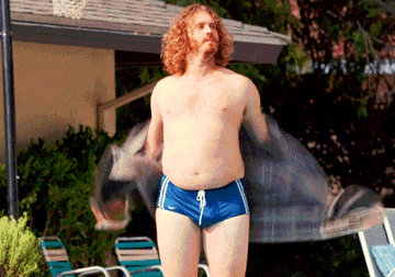actor taking shirt off and showing speedo on &quot;silicon valley&quot;