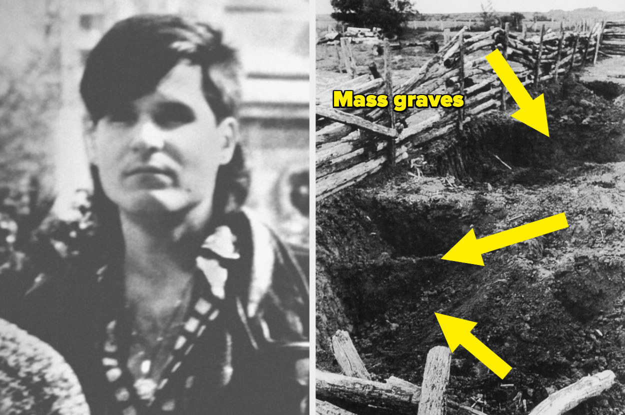 arrows pointing the mass graves