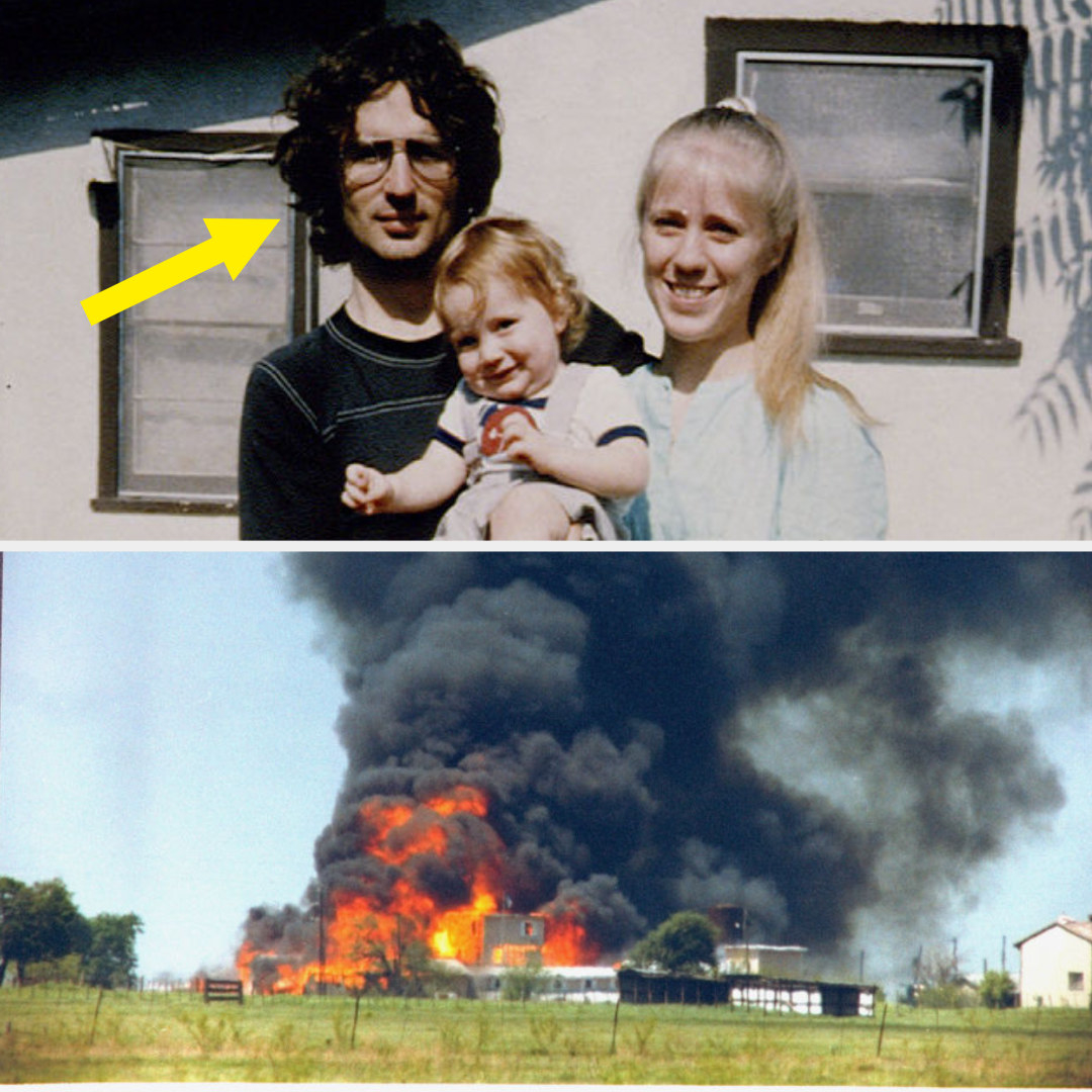 the family of three and a building on fire