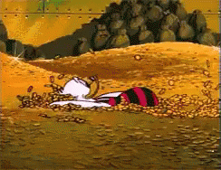 Gif of Scrooge McDuck swimming in coins
