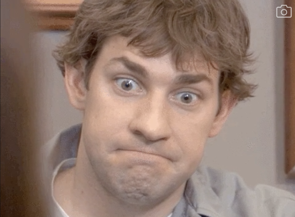 Jim from The Office with wide eyes